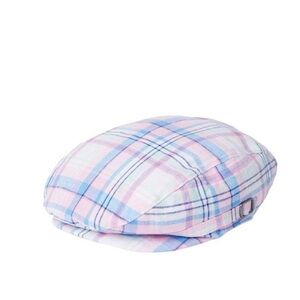 NWT Janie And Jack Boy's Plaid Newsboy Cap Blue Sky Size 0-6 m blue and pink